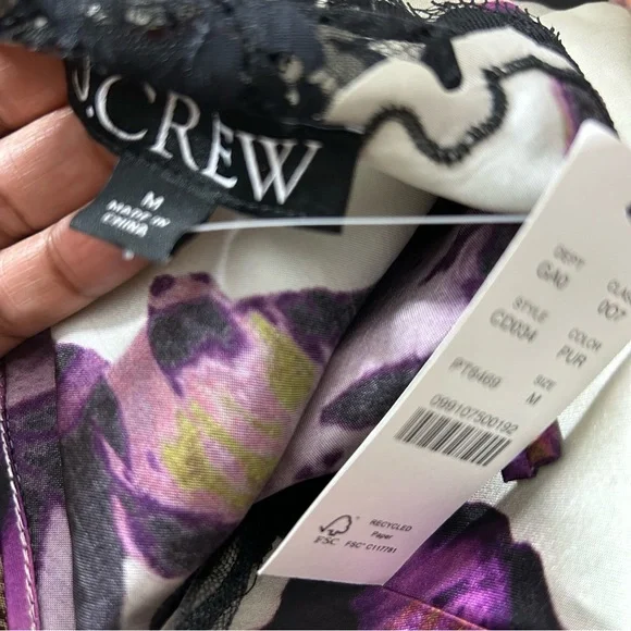 NWT J.Crew Lace-trim camisole top in iris floral (size M) - Picture 7 of 8